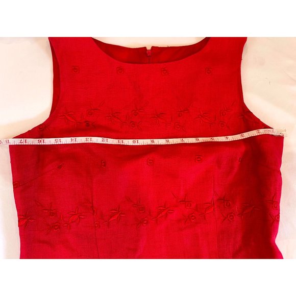John Roberts Womens Midi Sheath Dress Sleeveless Embroidered Back Zip Red Size 8 - Picture 4 of 6